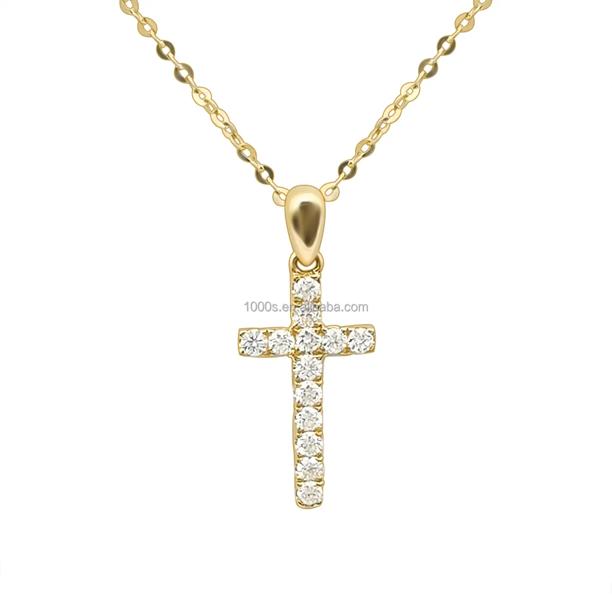 Wholesale 18K Gold Chain Necklace Jewelry Men Women Real Diamond Cross Necklace