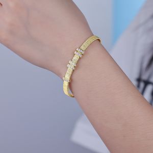 Pulsera de Plata de Ley 925 con Baño de Oro Amarillo de 18K y Circonita Móvil, Diseño Geométrico Cristiano de Moda, Regalos - Product Image 2