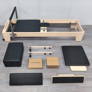 Cama de <span class=keywords><strong>Pilates</strong></span> <span class=keywords><strong>Reformer</strong></span> con Núcleo de Madera de Arce para Ejercicio Corporal y Musculación de Cinco Piezas - Product Image 2