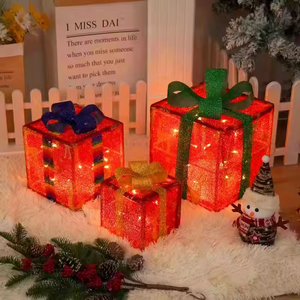 Ensemble de 3 décorations de Noël pour la maison, boîte lumineuse décorative, boîte cadeau lumineuse de Noël - Product Image 5