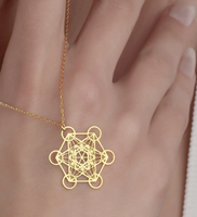 Collier Cube de Metatron Poli Miroir, Pendentif Géométrie Sacrée, Collier Très Vendu