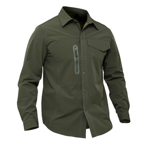 Chemise en tricot satiné à manches longues pour <span class=keywords><strong>homme</strong></span>, automne 2025, couleur unie, col montant, haut décontracté pour le <span class=keywords><strong>travail</strong></span>, chemisier anti-boulochage, vente en gros - Product Image 2