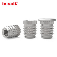 Écrou d'insertion droite moleté nickelé TH THC GTHC pour thermoplastiques, applications médicales et minières