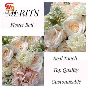 SMOOTH Bola de Flores de Rosa Rosa Artificial de Seda Hecha a Mano de 25 cm, Centro de Mesa para Bodas y Eventos - Product Image 2