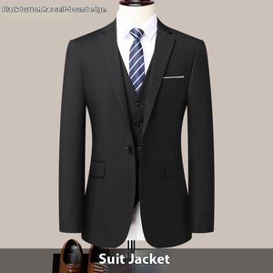 Abito da Uomo Professionale in Pettinato per Affari Blu Navy, Nero e Grigio con Giacca Monopetto e <span class=keywords><strong>Pantaloni</strong></span> Eleganti 100% Poliestere - Product Image 5