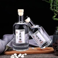 Bouteille de spiritueux vide en verre givré rond de 100 ml, 200 ml, 375 ml, 500 ml, 750 ml, 1 L, vente en gros avec boîte