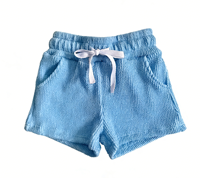Shorts d'été pour enfants, shorts en tissu plissé dynamique 5D, couleur caramel, taille élastique, shorts décontractés avec poches