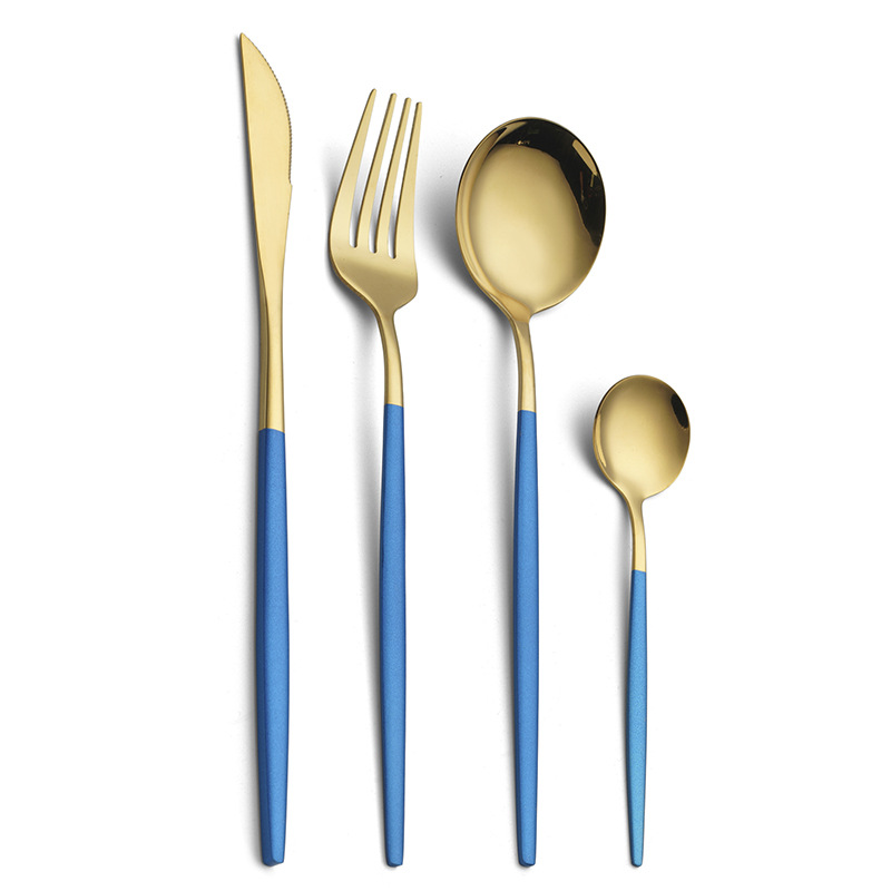 4 pièces-bleu et or