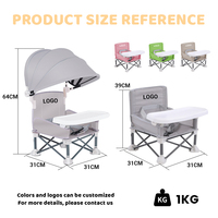 Chaise pliante pour bébé moderne et écologique avec pare-soleil et plateau repas, portable pour pique-nique, plage, camping, salle de bain