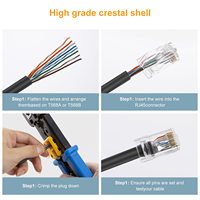 Connecteur RJ45 8P8C blindé Gigabit plaqué or Jasoz E116, tête cristalline, certifié CE/FCC, accessoire 1,5 mm Cat7 Cat6e