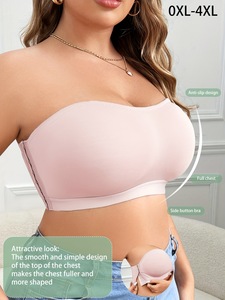 SMOOTH Spring Summer Solid Color <strong>Strapless</strong> Side Buckle Tube <strong>Top</strong> Bra,Plus Size Thin Wireless Comfortable Lingerie - Product Image 6