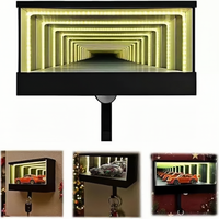 Porte-clés Mural Effet Miroir Infini pour Voiture avec Lumière LED – Organisateur de Clés de Voiture pour Porte, Appartement, Maison, Bureau, Entrée