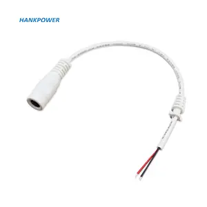White DC Female Connector With SR Cable DC5.5*2.1MM Jack Power Cord With Adapter Wire