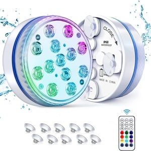Lumière LED submersible étanche IP68 RGB pour piscine, avec télécommande RF, 13 perles, ventouse, fonctionne sur piles, lumière de douche - Product Image 1