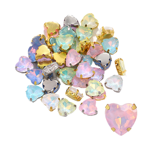 Accesorio para el cabello de cristal con forma de corazón y base puntiaguda, cosido a mano, con proteína de corazón y color moca, para bricolaje. - Product Image 4