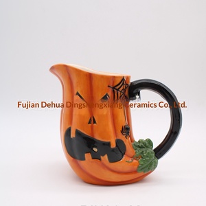 Tasse à lait en céramique créative nordique en forme de citrouille, théière peinte à la main, décoration de scène de fête d'Halloween, usage quotidien - Product Image 2