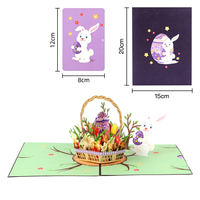 Tarjeta de felicitación tridimensional huevo de Pascua conejito creativo papel hecho a mano tallado bendición de Acción de Gracias Tarjeta de mensaje