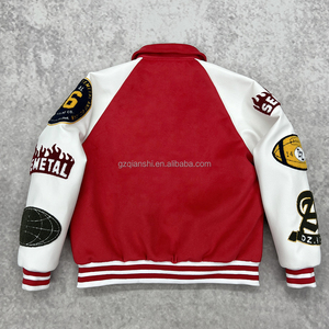 Veste surdimensionnée brodée, veste de baseball en cuir avec logo personnalisé, veste streetwear varsity pour hommes - Product Image 2
