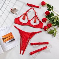 ZZYUP 6414OU Sensuelle gland fétiche Lingerie voir à travers le soutien-gorge ouvert chaud Sexy intime culotte nue ensembles exotiques