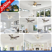 Ventilateur de plafond 1stshine avec lumière, 5 pales en MDF, commande par chaîne, ventilateur de plafond décoratif d'intérieur avec fandelier