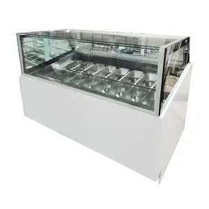 Commercial Supermarket Curved Glass Gelato Ice Cream Soft Countertop Display Showcase Refrigerator Freezer