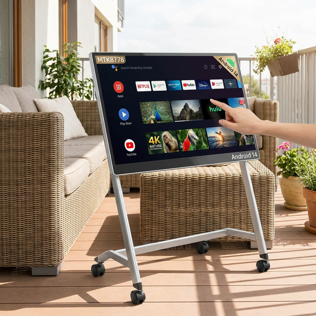 Android 14 Portable White Smart TV 21.5" & 24 Inch 4K Touch Screen MTK8778 6GB 128GB 15000mAh LED Backlight Large Interactive