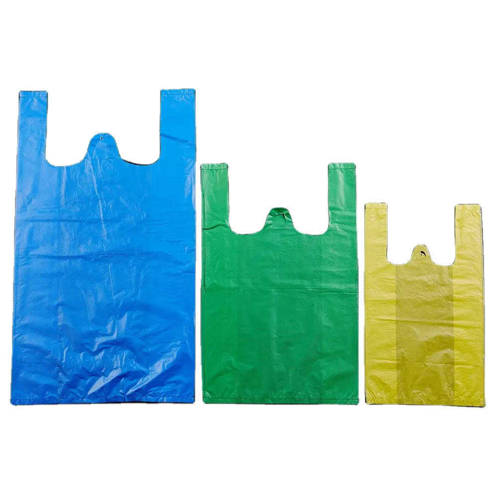 شعار مخصص حامل بلاستيكي أكياس المورد القابلة للتحلل تي شيرت حقيبة بلاستيكية التسوق