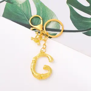 Gold Letter A-Z Keychain for Women Men Purse bag Pendant Metal Alphabet Initial Letter Key Chain Keyring skeleton keychain Skull