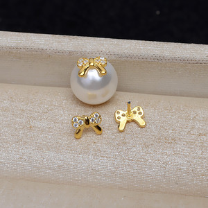 10pcs S925 Bowknot Through-<b>Hole</b> Bead <b>Plug</b> Gold Plated DIY Accessories Materials 4457 Semi-Finished Products New Design - Product Image 3