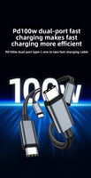 2-in-1 Typ-C zu Typ-C 100W 5A Schnellladekabel aus Reinkupfer und Nylon für Mobiltelefone, Autos und Drucker
