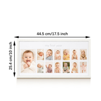 Marco de Fotos para el Primer Año del Bebé, con 13 Aberturas, Personalizado, de Madera Blanca, Recuerdo, Decoración de Pared para Cuarto de Bebé, Regalo para Marcar Etapas
