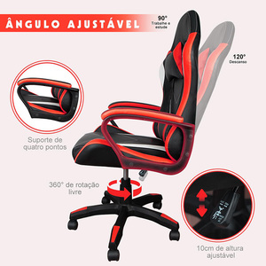 <span class=keywords><strong>Silla</strong></span> <span class=keywords><strong>Gamer</strong></span> Profesional de Lujo, Tapizada en Cuero, para Oficina u Hogar, Nueva, Exclusiva para Videojuegos, Serie Pro, Color Rojo - Product Image 6