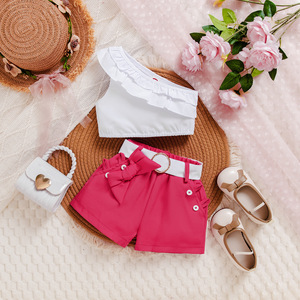 ชุดเด็กผู้หญิงฤดูร้อน 2026 เสื้อผ้าเด็กน่ารัก เสื้อเปิดไหล่ กางเกงขาสั้น ชุดสองชิ้น เสื้อผ้าเด็กสไตล์เกาหลี - Product Image 6