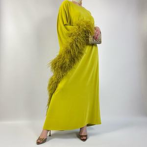 ドバイ高级イブニングドレスイスラム教徒女性用アラビアフレアアバヤフリーサイズと長袖ODM対応 - Product Image 5