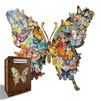 Nouveau puzzle 2D en bois en forme de papillon Art Déco, à assembler soi-même, en boîte, décoration intérieure interactive, cadeau d'anniversaire pour adulte, décoration murale