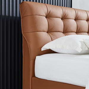 سرير جلدي بسعر الجملة، طقم سرير نوم بحجم كينج، مبطن بلوحة رأس قابلة للإمالة، سرير جلدي نورديك بحجم كوين - Product Image 4