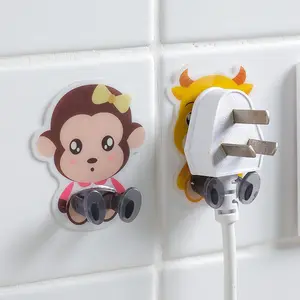 Logo personalizzato vendita calda Cartoon cute Wall ganci cavo di alimentazione dispositivo di archiviazione Plug Holder Organizer portachiavi cucina di casa