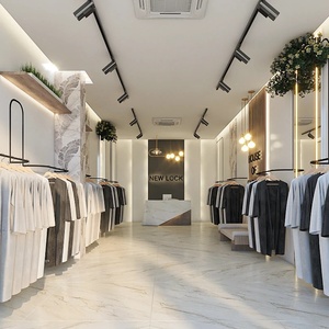 Custom Clothing Store Display Furniture Modern Boutique Interior Design Wooden Garment Racks and Retail Display Cabinets - Product Image 1