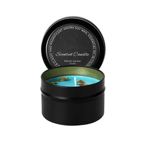 Kristal Taşlı ve Kurutulmuş Çiçekli El Yapımı Soya Balmumu Kokulu Mum, Lüks Demir Kutuda Toptan Hediyelik Eşya - Product Image 5