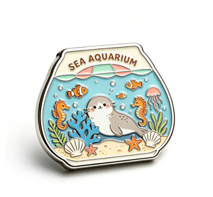 Custom Metal Hard Enamel <b>Pin</b> Aquarium Seal Animal <b>Badge</b> With Backing Card Gift Souvenir - Product Image 3
