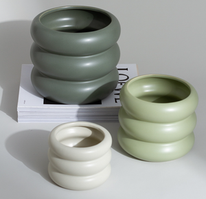 Maceta de cerámica con círculo creativo nórdico, maceta verde Morandi Simple moderna para el hogar y el jardín, maceta esmaltada - Product Image 5