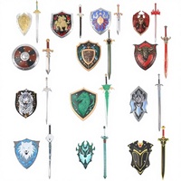 Espada y Escudo de Espuma de PU Realistas de 23.62'' (60 cm), Ligeros, Suaves, Resistentes y Flexibles, para Niños, Cosplay, Accesorios de Escenario, Venta al por Mayor de Fábrica, Juguete de Espada