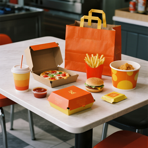 Ensemble <span class=keywords><strong>de</strong></span> boîtes d'emballage pour la restauration rapide personnalisées, boîte à hamburgers <span class=keywords><strong>de</strong></span> qualité alimentaire, boîte à frites et emballage alimentaire à emporter pour restaurant - Product Image 2