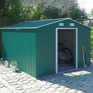 XXXL <strong>METAL</strong> TOOL <strong>SHED</strong> 10X12 Apex Roof <strong>Metal</strong> <strong>Sheds</strong> W/ Sliding Door &amp; <strong>Base</strong> Garden Storage <strong>Shed</strong> with Foundation - Product Image 3