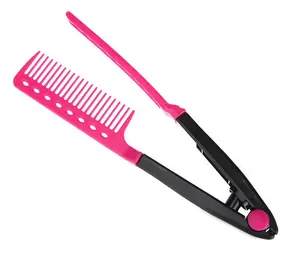 New design barbershop hair straightener styling folding hairdressing haircut comb V shape plastic hair comb