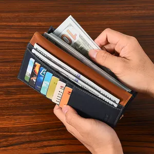 New Arrival Custom Long Bifold Pu Leather Cash Envelope Wallet Card Holder Purse Luxury Wallets Men
