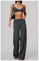 Pantalon de yoga évasé, soutien-gorge de sport blanc, pantalon droit, leggings taille haute, vêtements de sport personnalisés pour femmes