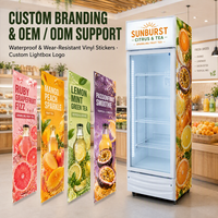 Réfrigérateur vertical commercial à 3 portes vitrées en acier inoxydable, vitrine réfrigérée sans givre avec affichage numérique LED et étagères réglables