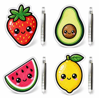 Aimant de réfrigérateur personnalisé en acrylique, motif raisin dessin animé Kawaii, découpé 3mm, support magnétique noir, vente en gros, cadeau alimentaire mignon