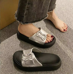 Custom Logo <b>Summer</b> Spring Anti-Slippery Breathable <b>Decorative</b> with Diamonds Headed Flat Bottomed Comfortable Women for - Product Image 1